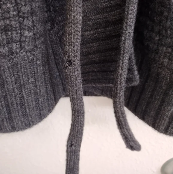 Vince Dark Grey Textured Sweater With Tie Cashmere Blend Size XS - Picture 5 of 14